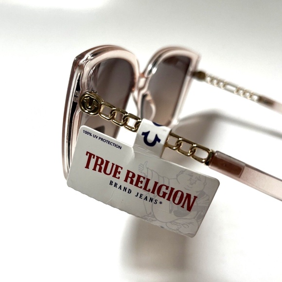 New Original TRUE RELIGION Square Oversized Sunglasses Translucid Pink Metal main image 4